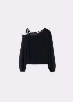Brownie Camisas Y Blusas*Blusa asimétrica manga larga Negro