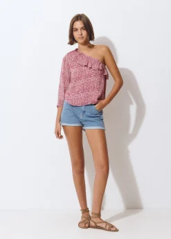 Brownie Camisas Y Blusas*Blusa asimétrica volante estampada Teja