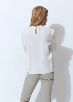 Brownie Camisas Y Blusas*Blusa cuello redondo smock en pico Crudo