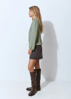 Brownie Camisas Y Blusas*Blusa cuello redondo smock en pico Oliva