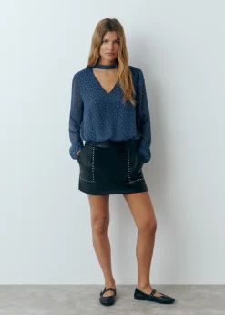 Brownie Camisas Y Blusas*Blusa detalle chocker brillos Azul