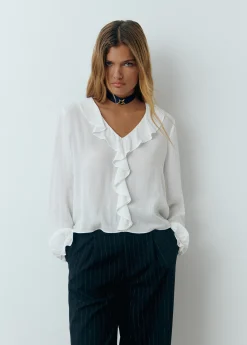 Brownie Camisas Y Blusas*Blusa escote volantes Crudo