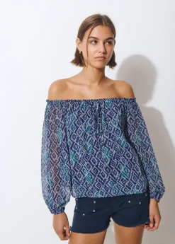 Brownie Camisas Y Blusas*Blusa offshoulder estampado ikat Azul