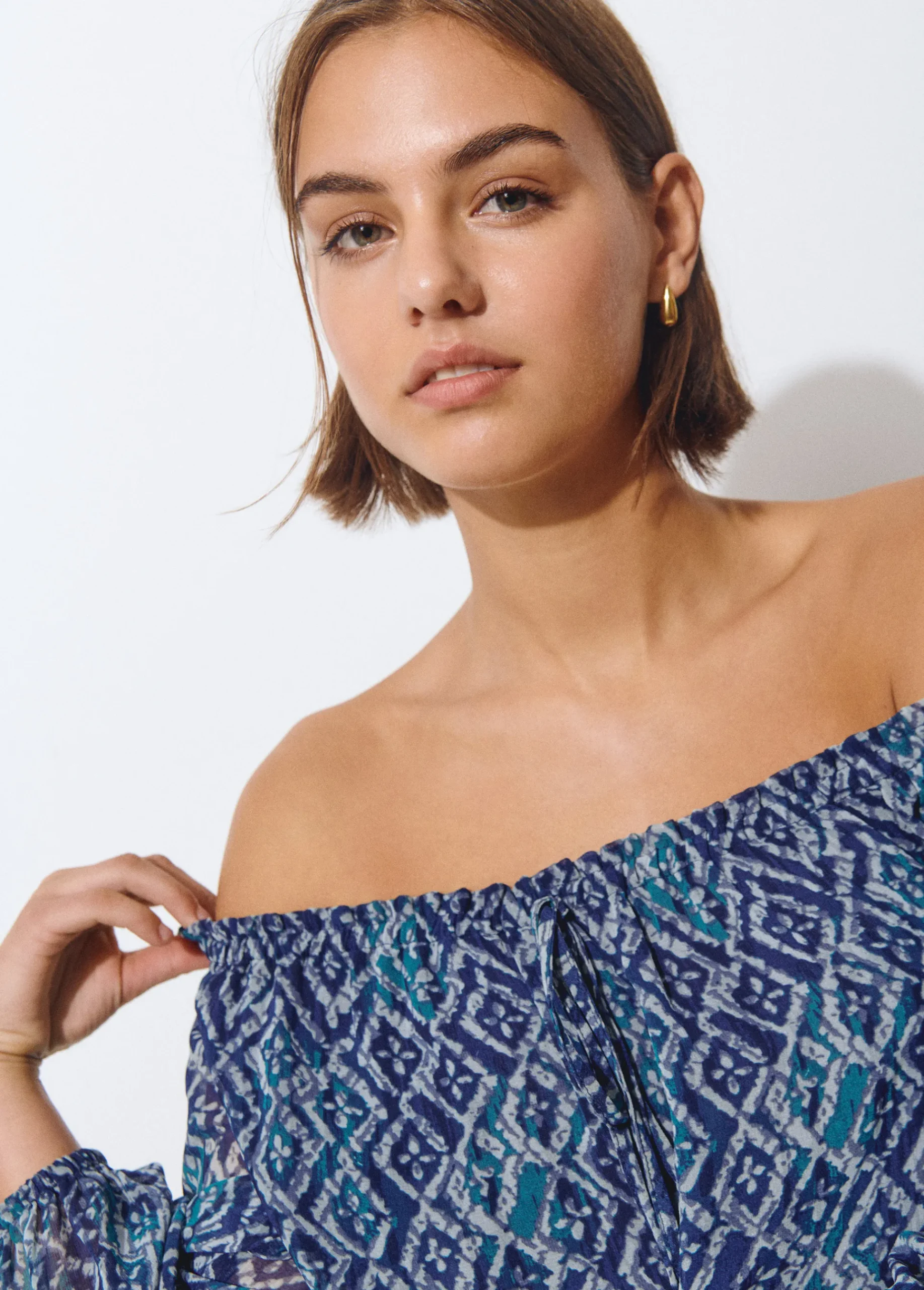 Brownie Camisas Y Blusas*Blusa offshoulder estampado ikat Azul