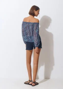 Brownie Camisas Y Blusas*Blusa offshoulder estampado ikat Azul