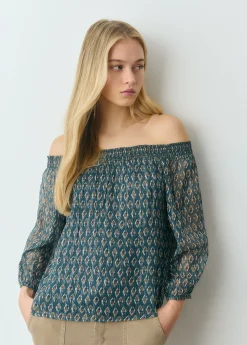 Brownie Camisas Y Blusas*Blusa offshoulder sello indio brillo