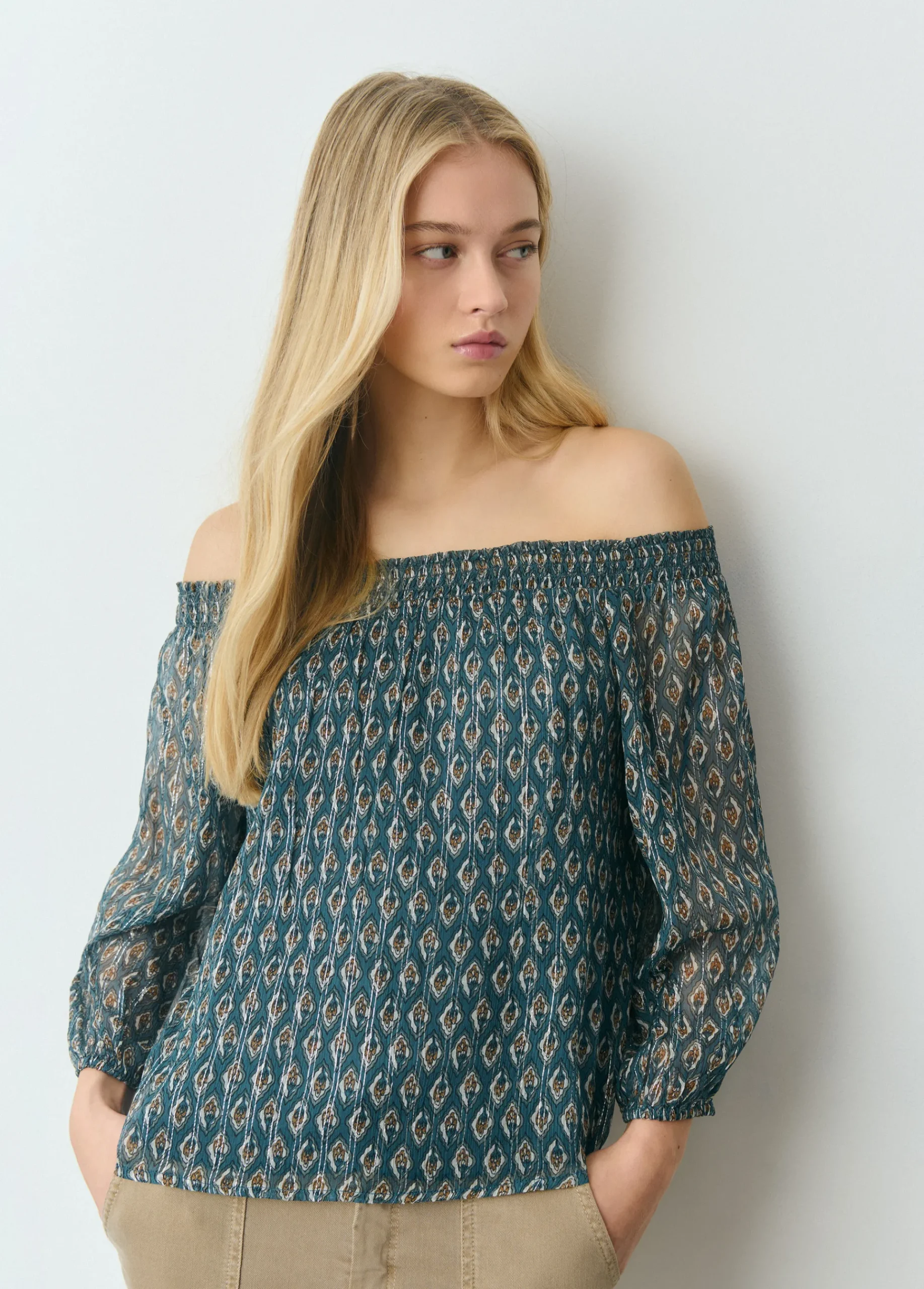 Brownie Camisas Y Blusas*Blusa offshoulder sello indio brillo