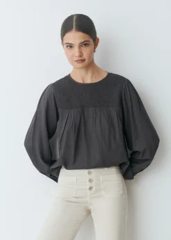 Brownie Camisas Y Blusas*Blusa pecherín smock Antracita