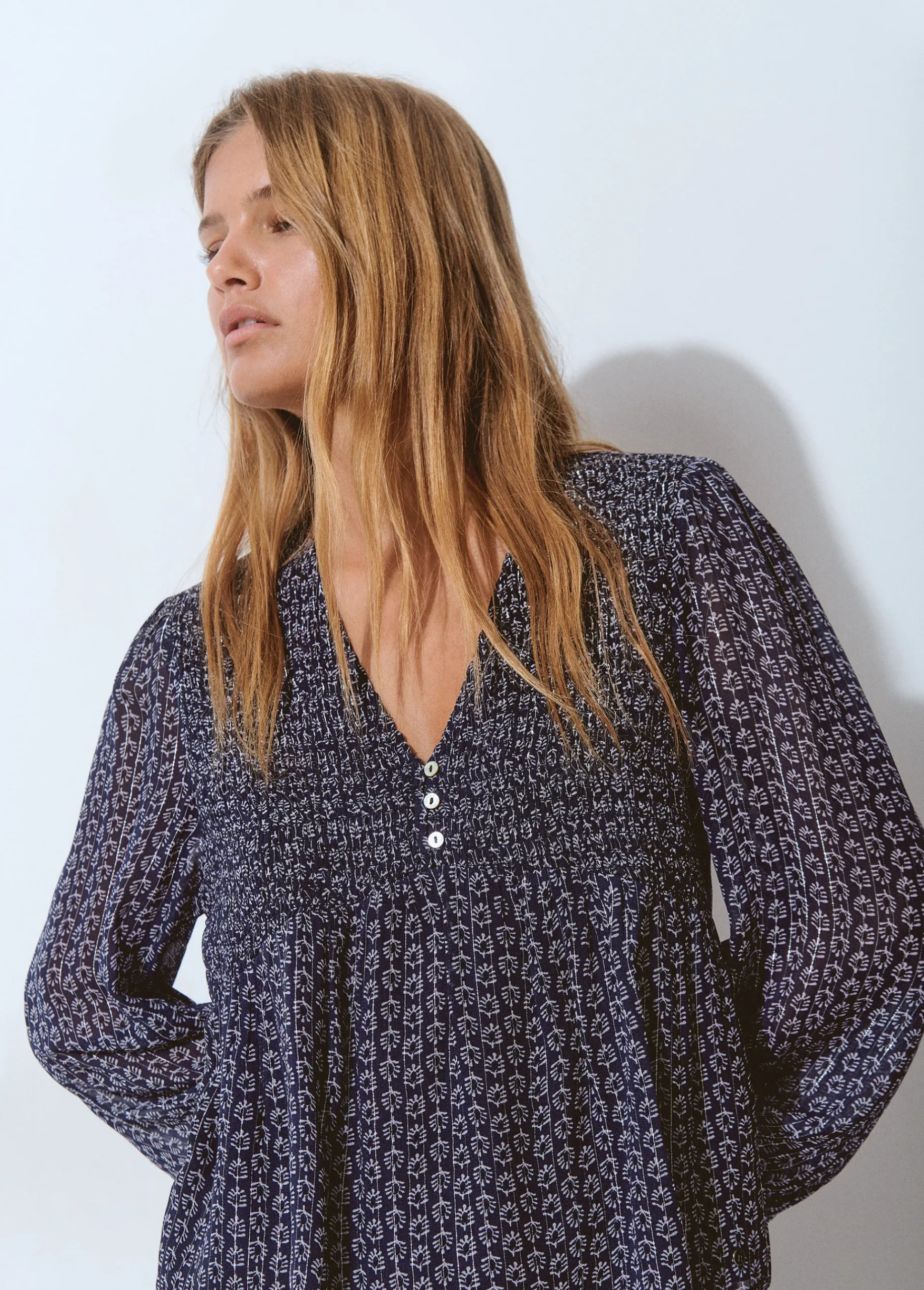 Brownie Camisas Y Blusas*Blusa smock pecho bicolor Azul