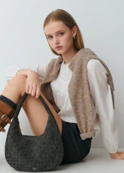 Brownie Bolsos*Bolso hombro piel trenzado Gris