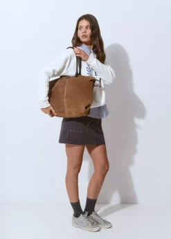Brownie Bolsos*Bolso piel shopper cremallera Taupeoscuro