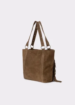 Brownie Bolsos*Bolso piel shopper flecos Taupeoscuro