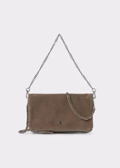 Brownie Bolsos*Bolso piel solapa bolitas Taupeoscuro