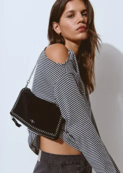 Brownie Bolsos*Bolso piel solapa cadena Negro
