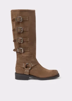 Brownie Zapatos*Bota alta piel hebillas Cuero
