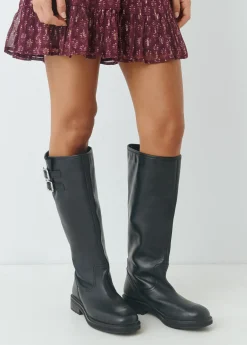 Brownie Zapatos*Bota alta piel hebillas Negro