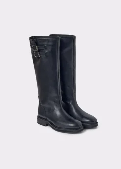 Brownie Zapatos*Bota alta piel hebillas Negro