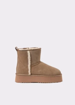 Brownie Zapatos*Botín plataforma piel pelo Avellana