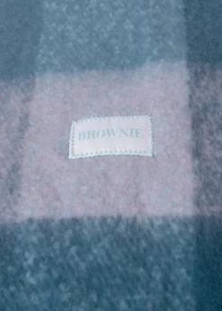 Brownie Bufandas*Bufanda gruesa cuadros flecos Azul