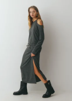 Brownie Camisetas Y Tops|Total Look*Camiseta cut-out hombro raya tejida Negro