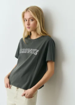 Brownie Camisetas Y Tops*Camiseta manga corta texto bordado lentejuelas Grisoscuro