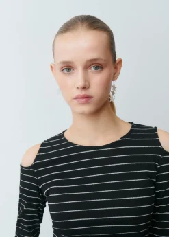 Brownie Camisetas Y Tops|Total Look*Camiseta raya lurex cut-out hombro Negro