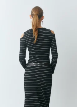 Brownie Camisetas Y Tops|Total Look*Camiseta raya lurex cut-out hombro Negro