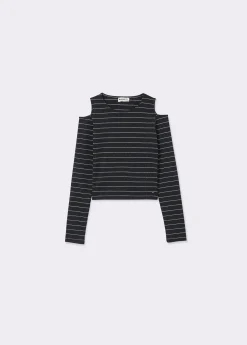 Brownie Camisetas Y Tops|Total Look*Camiseta raya lurex cut-out hombro Negro