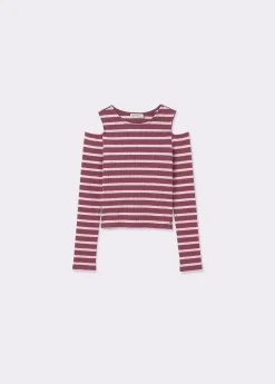 Brownie Camisetas Y Tops*Camiseta raya lurex cut-out hombro Rosa