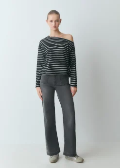 Brownie Camisetas Y Tops*Camiseta raya lurex escote barco Negro