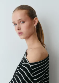 Brownie Camisetas Y Tops*Camiseta raya lurex escote barco Negro