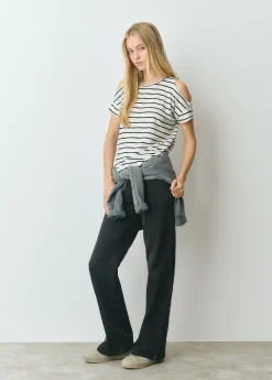 Brownie Camisetas Y Tops*Camiseta raya tejida cut-out hombro Crudo