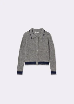 Brownie Jerséis|Punto*Chaqueta punto cuello polo contrastes Gris