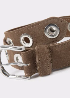Brownie Cinturones*Cinturón piel eyelets Taupeoscuro