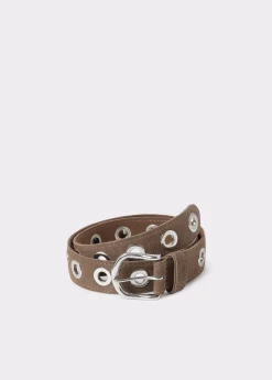 Brownie Cinturones*Cinturón piel eyelets Taupeoscuro