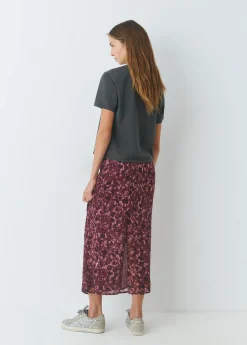 Brownie Faldas|Total Look*Falda midi estampada brillo Berenjena