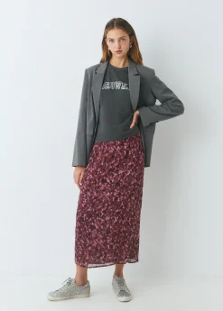 Brownie Faldas|Total Look*Falda midi estampada brillo Berenjena