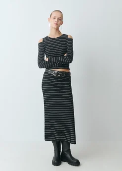 Brownie Faldas|Total Look*Falda midi raya lurex Negro