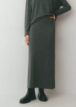 Brownie Faldas|Total Look*Falda midi raya tejida bicolor Negro
