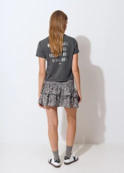 Brownie Faldas|Total Look*Falda volantes brillo estampada Gris