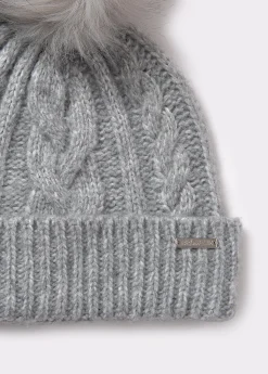 Brownie Gorras Y Gorros*Gorro trenza bola pelo Gris
