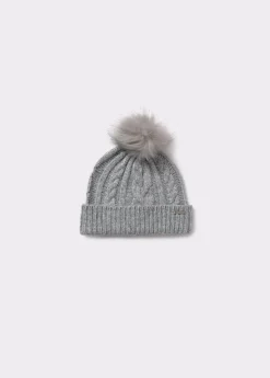 Brownie Gorras Y Gorros*Gorro trenza bola pelo Gris