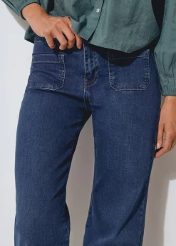 Brownie Jeans*Jeans culotte bajo desdoblado Azuloscuro
