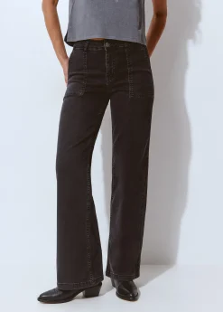 Brownie Jeans*Jeans culotte bolsillo frontal Negro