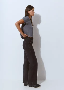 Brownie Jeans*Jeans culotte bolsillo frontal Negro