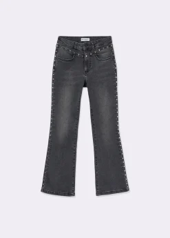 Brownie Jeans*Jeans flare cropped tachas Negro