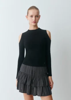 Brownie Jerséis|Punto*Jersey cut out hombros Negro