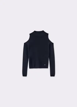 Brownie Jerséis|Punto*Jersey cut out hombros Negro