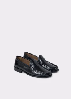 Brownie Zapatos*Mocasín piel college antic Negro