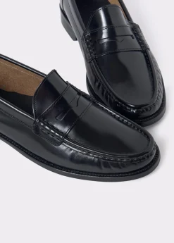 Brownie Zapatos*Mocasín piel college antic Negro